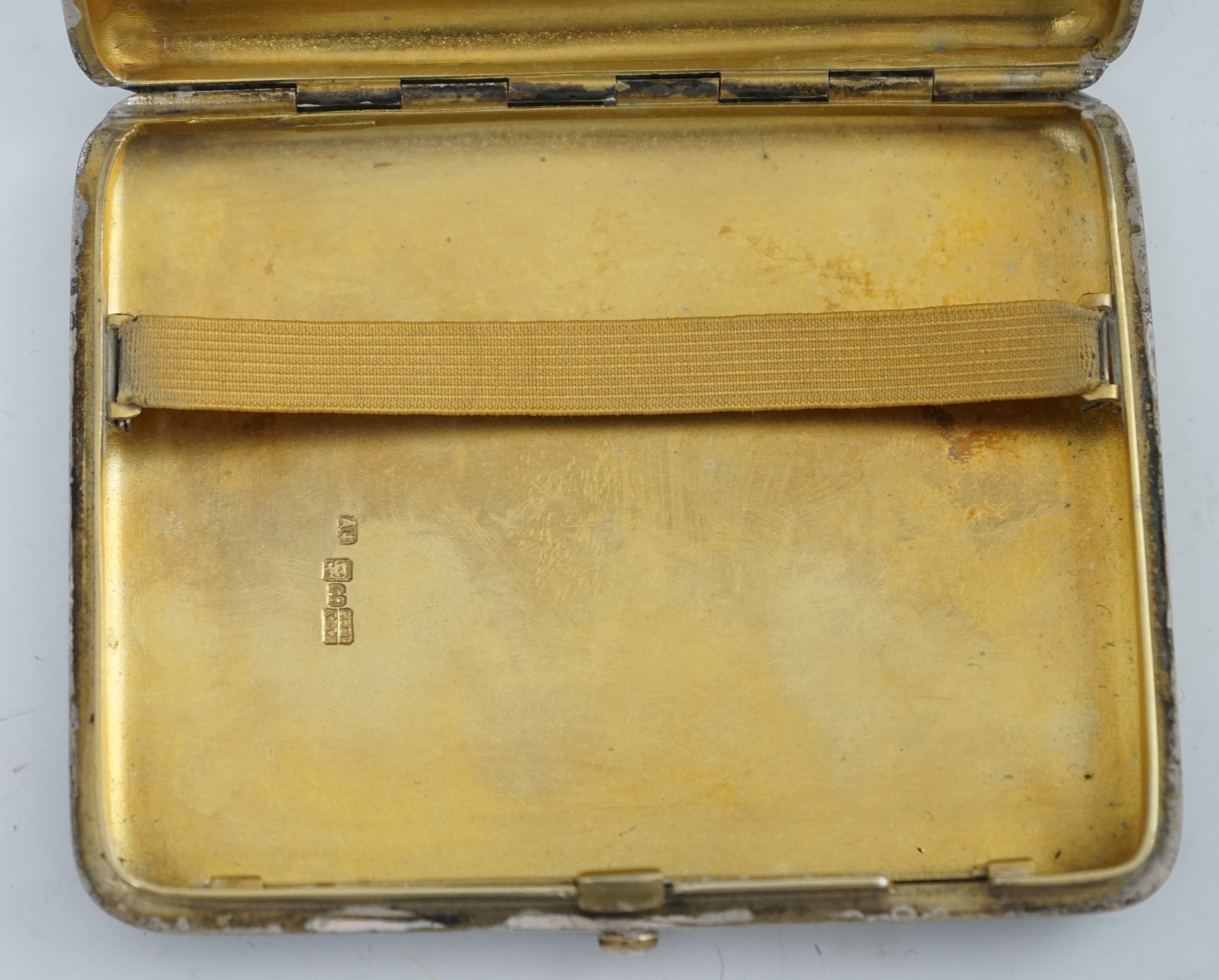 A late 19th century Russian 84 zolotnik silver and niello cigarette case